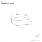 SIMPLIHOME Rex Ottoman in Full-Grain Genuine Leather, Caramel Brown, 34-inches Wide, Modern-Style Table Ottoman or Footrest, Assembled, for Living Room and Family Room