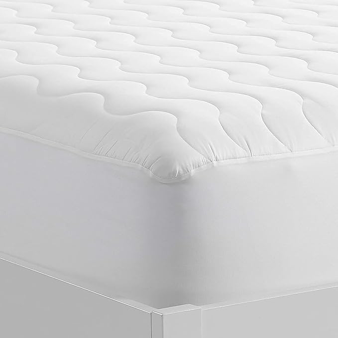 Serta Air Dry Basic Comfort Performance Fabric Quilted Mattress Pad, Cooling and Breathable Mattress Cover, Moisture Wicking Protection with 15" Deep Pocket, King, White