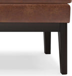 SIMPLIHOME Carlson 45-inch Wide Vegan Faux Leather Ottoman Bench in Distressed Black with Solid Wood Frame for Living Room, Entryway, or Bedroom