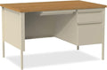 Lorell Single Right Pedestal Desk, 48 by 30 by 29-1/2-Inch, Putty Oak