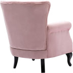 Mid Century Modern Accent Chair Upholstered Armchair Comfy Velvet Fabric Single Sofa with Tufted Wingback for Small Spaces Bedroom Living Room, Pink