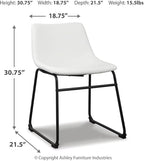 Signature Design by Ashley Centiar Urban Industrial Faux Leather 18.75" Bucket Dining Chair, 2 Count, White
