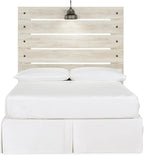 Signature Design by Ashley Cambeck Farmhouse Panel Headboard ONLY with USB Charging Stations, Full, Whitewash