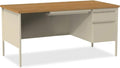 Lorell Single Right Pedestal Desk, Putty Oak, 66 by 30 by 29-1/2-Inch