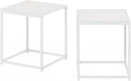 Furinno CAMNUS Side Table Set of 2, Metal Frame End Table, Night Stand, Bedside Table, for Living Room, Bedroom, Solid White