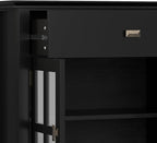 SIMPLIHOME Artisan Buffet - 60 inch Wide Solid Wood 4-Door Sideboard Buffet in Black, Transitional Storage Cabinet for Dining Room or Kitchen with Adjustable Shelves and Square Knobs