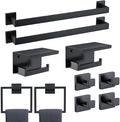 10-Piece Bathroom Hardware Set - Matte Black SUS304 Stainless Steel Wall-Mounted Towel Bar, Holder & Racks, 23.6 Inch