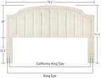 24KF Velvet Fabric Upholstered King/California King Headboard with Nail Trims, Modern Vertical Channel Design with Curved King Headboard, 6052-K-Cream