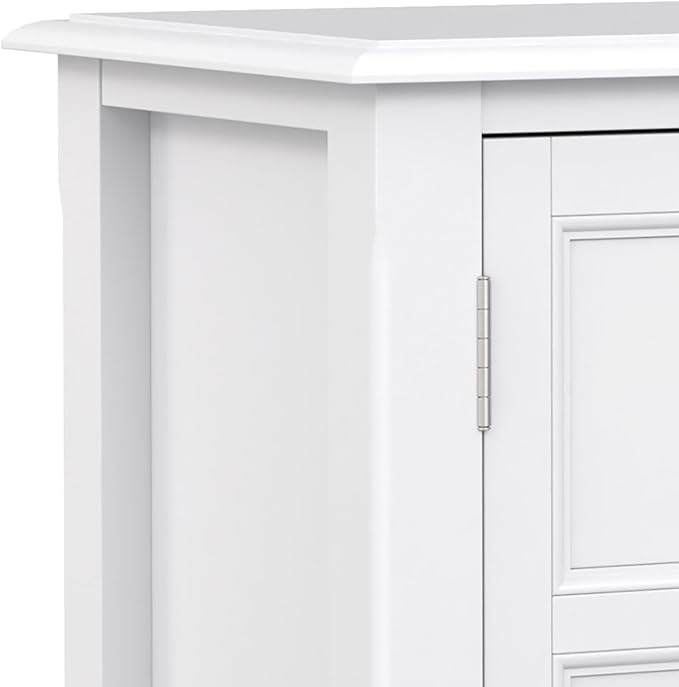 SIMPLIHOME Burlington SOLID WOOD 30 inch Wide Transitional Low Storage Cabinet in White for the Living Room, Entryway and Family Room