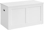 VASAGLE Storage Chest, Storage Trunk with 2 Safety Hinges, Storage Bench, Shoe Bench, Farmhouse Style, 15.7 x 31.5 x 18.3 Inches, for Entryway, Bedroom, Living Room, Cloud White ULSB064W01