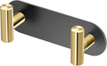 Gatco 1291MXB Modern Decor Wall Hook. 6.5" W, Coat Hat Towel Robe Hook, for Entryway, Living, Kitchen, Bathroom, Bedroom. 2-Hook. Matte Black/Brushed Premium Brass.