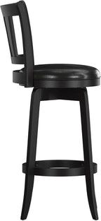 Hillsdale Presque Isle Wood Swivel Stool with Faux Leather Seat, Bar Height, Black