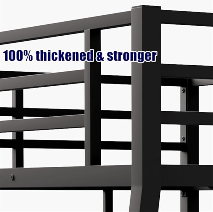 Latest Upgrade & Stronger Steel Full XL Over Queen Bunk Bed, Heavy Duty Thickened More Rust-Proof Metal Bunk Queen Bed with Enhanced Legs & Slats (Easier Assembly) (Full XL Over Queen)