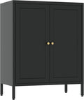 Small Storage Cabinet, Metal Modern Accent Cabinets with Doors and Shelves, Low Cabinet with high feet and Locker, Coffee Bar with Storage for Home,Office,Kitchen,Bathroom,Dining Room