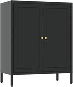 Small Storage Cabinet, Metal Modern Accent Cabinets with Doors and Shelves, Low Cabinet with high feet and Locker, Coffee Bar with Storage for Home,Office,Kitchen,Bathroom,Dining Room