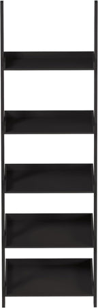 Lavish Home Bookshelf - 5-Tier Ladder Shelf with Leaning Look - Bookcase for Home Decor and Office Storage - Freestanding Book Shelves (Black)