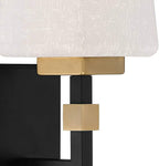 Possini Euro Design Beauregard Modern Wall Sconce Lighting Black Gold Metal Hardwired 10" High Fixture Square Linen Glass Shade for Bedroom Bedside Living Room Home Hallway Dining Kitchen