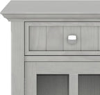 SIMPLIHOME Acadian SOLID WOOD 36 Inch Wide Rustic Entryway Hallway Storage Cabinet in Fog Grey, For the Living Room, Entryway and Family Room