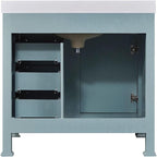 Hanover 36 Set Includes w, Blue Callimont 36'' Vanity Sink Combo for Bathroom, Powder Room | Pre-Assembled 1 Door, 3 Drawers | Accent Mirror| Artificial Stone Countertop Cabinet, 36 inches