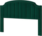 24KF Velvet Fabric Upholstered King/California King Headboard with Nail Trims, Modern Vertical Channel Design with Curved King Headboard, 6052-K-Jade
