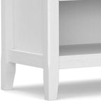 SIMPLIHOME Amherst Bedside Table - 24 inch Wide Solid Wood Nightstand Table in White, Transitional Bedroom Side or End Table with 2 Drawers, Open Storage Shelf and Bronze Hardware