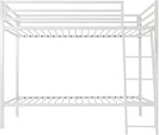 SHA CERLIN Loft Bunk Bed Twin Over Twin Size with Ladder and Guardrail,Heavy Duty Metal Slats Support No Box Spring Needed Small Space Saving Furniture for Bedroom Dorm,White