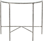 SAFAVIEH Couture Home Collection Jessa Silver Metal/Tempered Glass Top Half Moon Entryway Living Room Console Table (Fully Assembled)