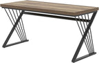 FOLUBAN Modern Home Office Desk, Wood and Metal Computer Desk, Industrial Study Writing Work Table for Bedroom Living Room, Oak, 60 Inch