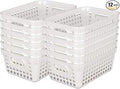 Really Good Stuff Medium Plastic Book Baskets, 11" by 7.5" by 4.5" - 12 Pack, White, Versatile Storage Solution for Classroom, Home and Office, Toy Storage, Multi-Purpose Organizer Basket