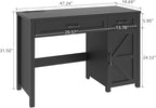 Vabches Farmhouse 47" Executive Desk, Computer Desk with Drawers and Storage Cabinet, Workstation for Home Office and Study.(Pure Black)