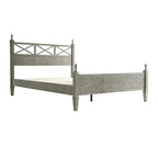 Queen Size Platform Bed Frame with Solid Wood Headboard & Footboard, Metal Legs, 12 Durable Slatted Base, No Box Spring Needed, Easy Assembly, Noise-Free & Anti-Slip, Weathered Gray Oak Finish, RIQ-34