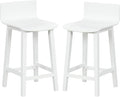 COSTWAY Solid Wood Bar Stools Set of 2, 24.5-inch Counter Height Chairs with Low Back and Footrest, Farmhouse Wooden Armless barstools for Kitchen Island, Dining Room, Cafe, Breakfast, White
