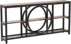 Tribesigns Extra Long Console Table, 70.9 inch Narrow Sofa Tables with 3 Tier Wood Storage Shelves Industrial Metal Frame for Entryway Hallway Living Room Behind Couch, Rustic Brown Black