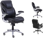 nbf signature series Avanti Ergonomic Executive Office Chair with Flip up Arms and Lumbar Support - Ideal for Home, Study - Modern Chairs with Iridescent Silver Finish, 30.5" D x 26.5" W, Black, Gray