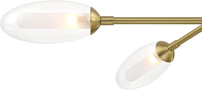 Possini Euro Design Evelyn 33" Modern Chandelier Ceiling Light Fixture Dining Room Over Table Kitchen Island Foyer Sputnik Hanging 6-Light LED Dimmable Brushed Gold Finish Glass Hallway Large