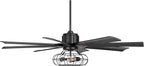 Possini Euro Design 60" Defender Modern Industrial Indoor Ceiling Fan with LED Light Remote Control Matte Black Metal Cage for Living Kitchen House Bedroom Family Dining Home Office Kids Room