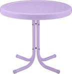 Crosley Furniture Griffith Weather Resistant Retro Metal Outdoor Side Table for Patio, Deck, Porch, Lavender Gloss