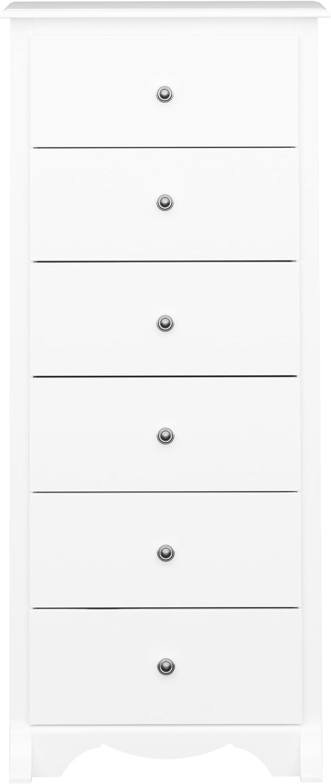 Prepac Sonoma 6 Drawer Dresser for Bedroom, Tall Chest of Drawers, Bedroom Furniture, Clothes Storage and Organizer, 19" D x 23.25" W x 52.75" H, White