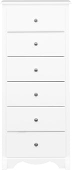 Prepac Sonoma 6 Drawer Dresser for Bedroom, Tall Chest of Drawers, Bedroom Furniture, Clothes Storage and Organizer, 19" D x 23.25" W x 52.75" H, White