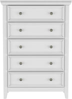BLANKSPACE White Dresser, 5 Chest Drawer Dresser for Bedroom, Large Capacity Wood Cabinet for Bedroom, Modern Nightstand, Closets, Hallway