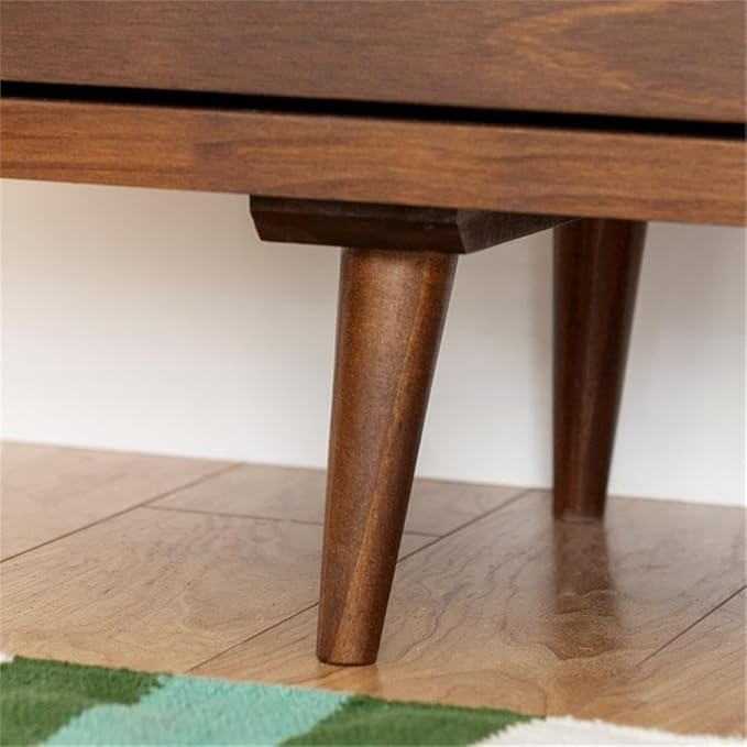 Walker Edison 3-Drawer Mid Century Modern Wood TV Stand for TV's up to 65" Flat Screen Cabinet Door Living Room Storage Entertainment Center, 58 Inch, Walnut