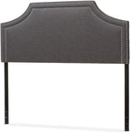 Urban Upmarket Modern and Contemporary Fabric Upholstered Headboard, Nailded Trim Head Board Grey/Queen