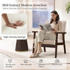 Bonzy Home Fabric Mid-Century Modern Accent Chair Set of 2, Upholstered Armchair with Solid Wood Frame, Reading Chair for Living Room, Bedroom