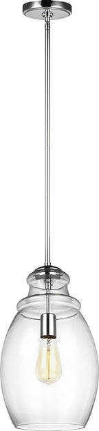 Feiss P1484CH Marino Glass Pendant Lighting, 1-Light, 60 Watts, Chrome (9"Dia x 16"H)
