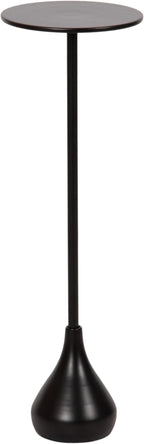 Kate and Laurel Hersi Decorative Modern Pedestal Drink Table; 7 x 7 x 20; Black; Cast Aluminum Mini Table with Teardrop Base for Use as Small Plant Stand or Living Room Martini Table