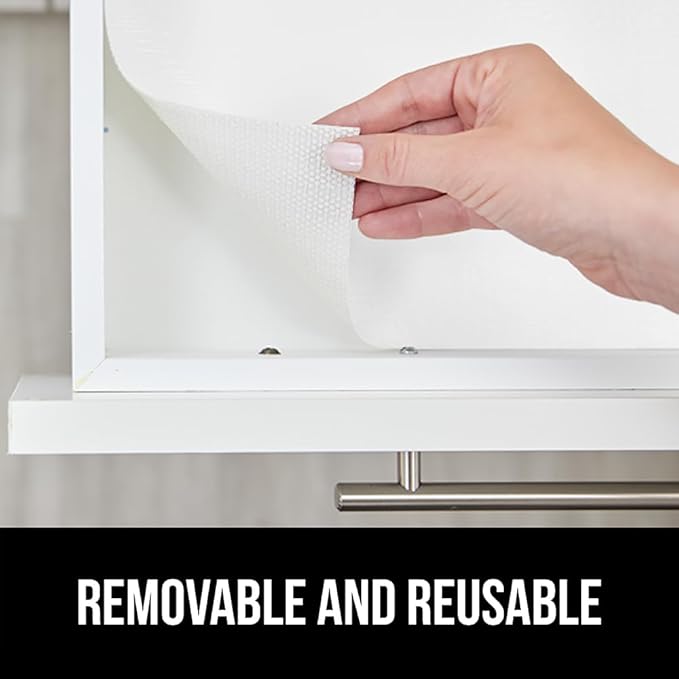GORILLA GRIP DripGuard Shelf Liner, Non Adhesive Drawer and Kitchen Cabinet Protector, 20x240 Inch, Slip Resistant BPA Free Smooth Surface Plastic Liners for Cabinets, Bathrooms, Closets, White