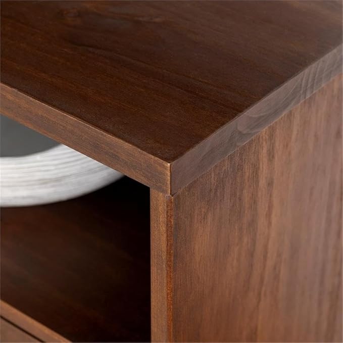 Walker Edison 3-Drawer Mid Century Modern Wood TV Stand for TV's up to 65" Flat Screen Cabinet Door Living Room Storage Entertainment Center, 58 Inch, Walnut