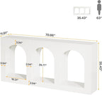Tribesigns 70.9" White Console Table with Storage, Wood Entryway Entry Table with 3 Arched Shelves for Foyer, Hallway, Living Room, Behind Couch Sofa, Narrow Long
