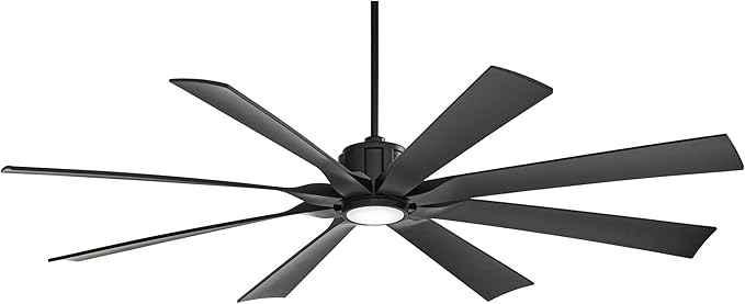 Possini Euro Design 70" Defender Modern Large Indoor Outdoor Ceiling Fan with LED Light Remote Control Matte Black Damp Rated for Patio Exterior House Home Porch Gazebo Garage Barn