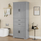 Polibi Elegant Storage Cabinet with Adjustable Shelves - 2 Drawers, 5 Interior Shelves & 6 Small Shelves, for Living Room/Bathroom, Gray